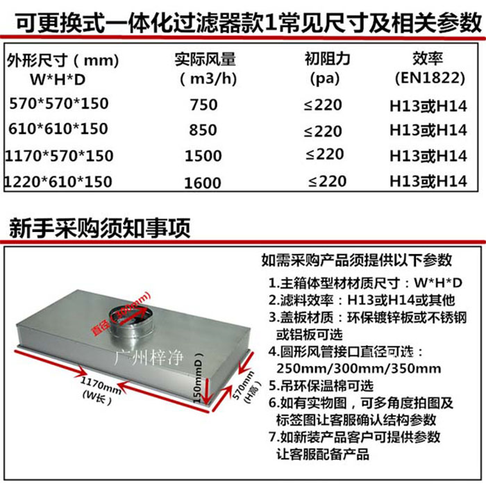 可更换式一体化高效送风口尺寸